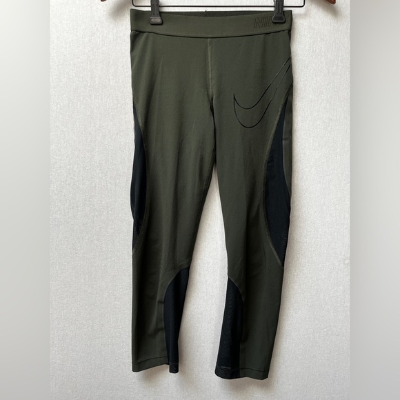 Nike Pro Olive and Black Athletic Mesh Legging Pants Sz S - Picture 1 of 13